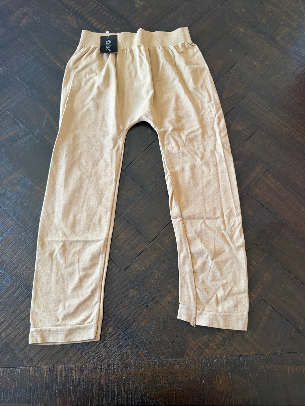 Yelete Neutral Tan Ribbed Capris